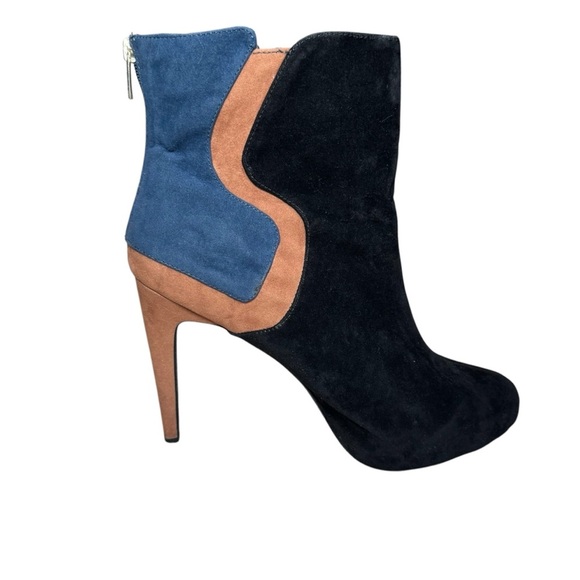 Colin Stuart Womens Black Blue‎ Brown Zip Stiletto Heel Booties Suede Size 11 - Picture 2 of 9